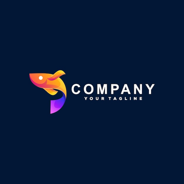 Color fish gradient logo design