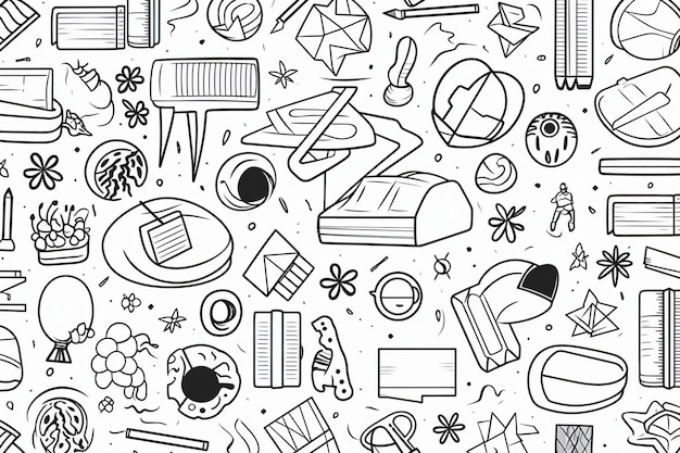 Color Free School Themed Doodles Background