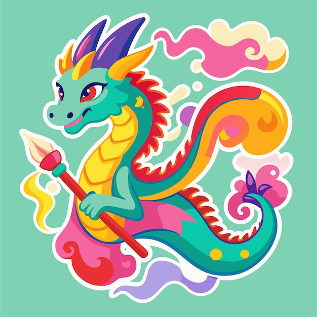 Vector color ful dragon sticker