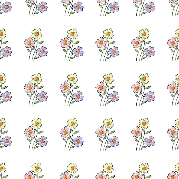 color full floral seamless pattern design hand drawn flower pattern botanical shapes