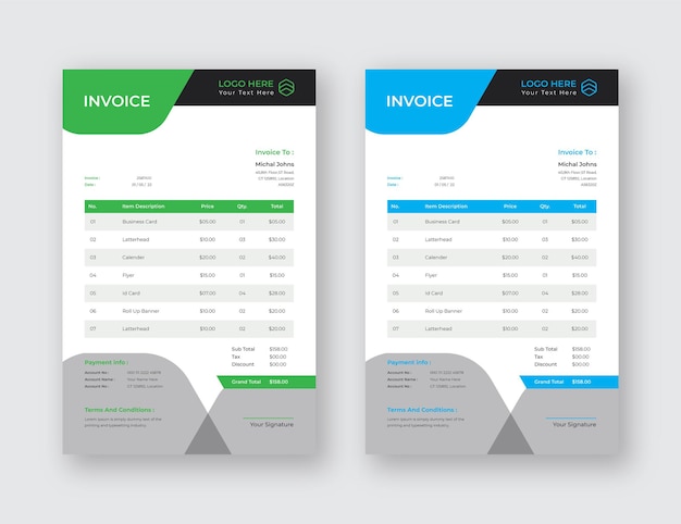 color full Invoice modern business Design eps