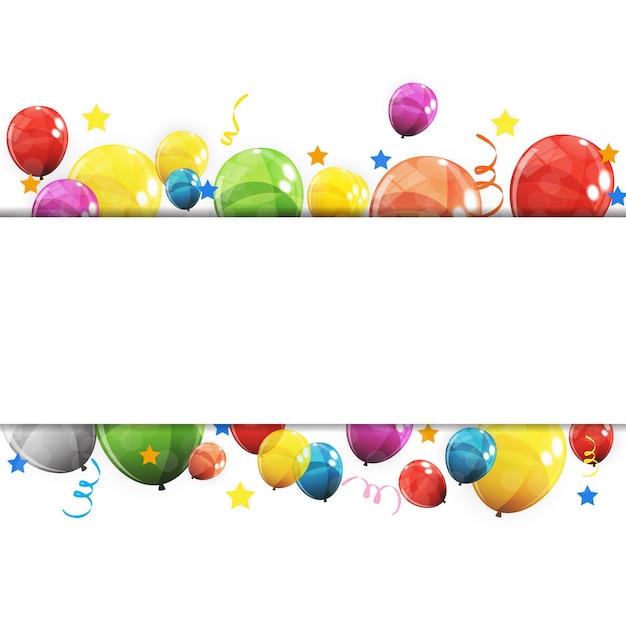 Color Glossy Happy Birthday Balloons Banner Background