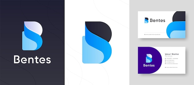 Color gradient Initial Letter B Company business Logo with Business Card Design