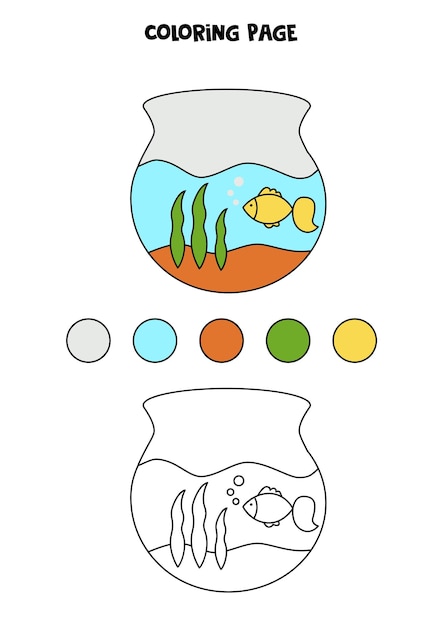 Color hand drawn aquarium Worksheet for kids