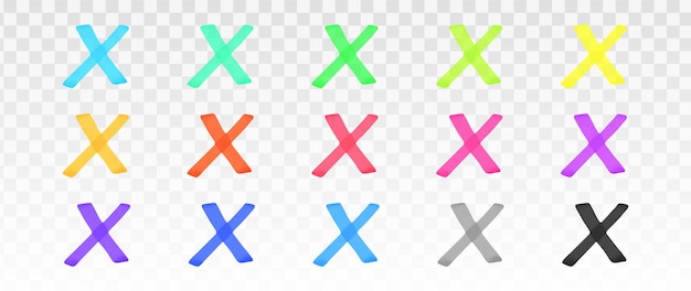 Color highlighter crosses set isolated