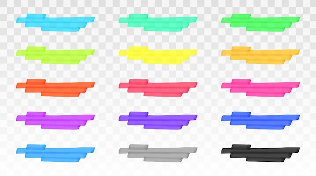 Color highlighter lines set isolated template set