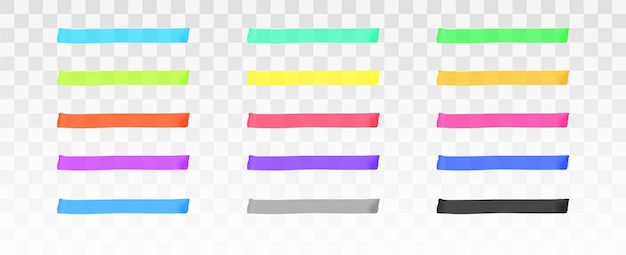 Color highlighter lines set isolated template set