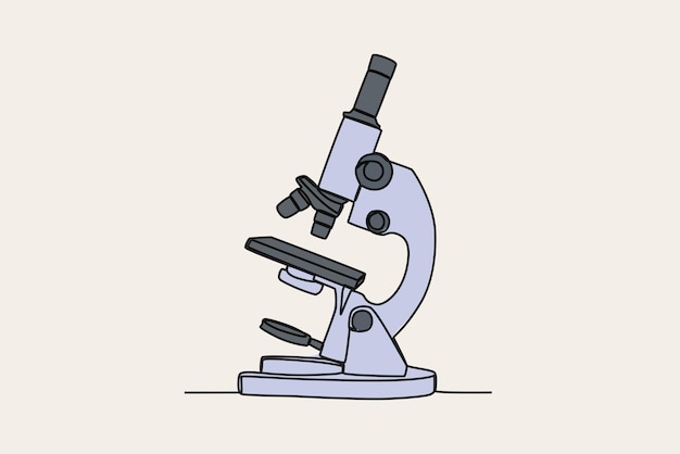 Color illustration of a monocular microscope Lab equipment oneline drawing