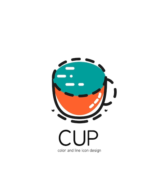 Color line icon for flat design Cup