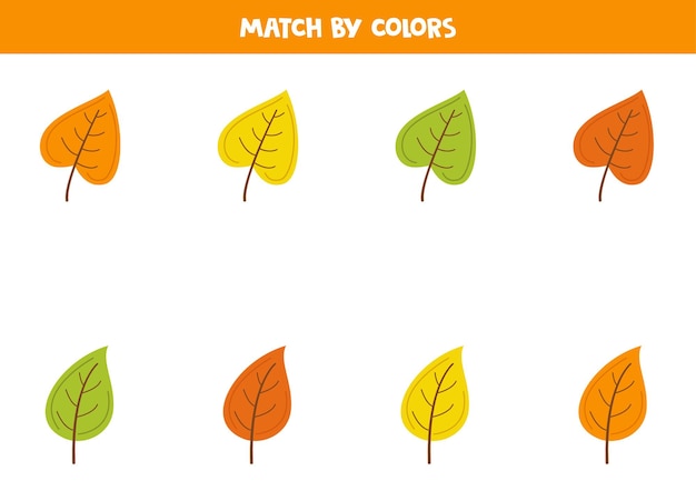 Color matching game for preschool kids Match leaves by colors