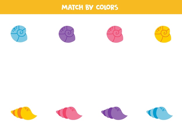 Color matching game for preschool kids Match seashells by colors