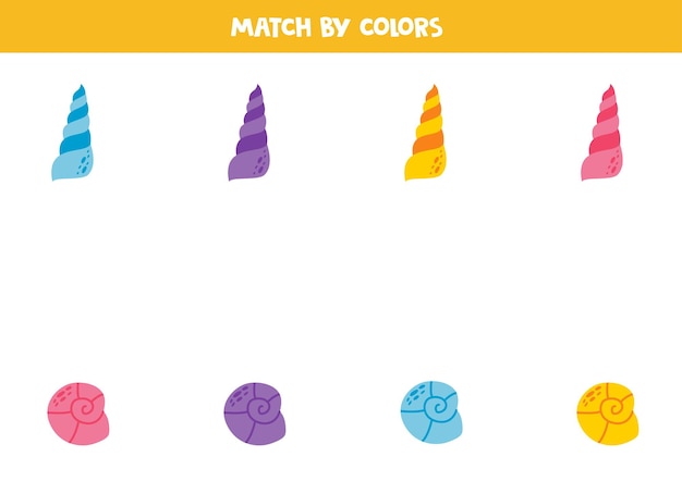 Color matching game for preschool kids Match seashells by colors