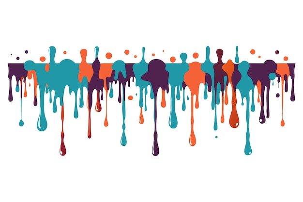 Vector color paint dripping border collection vector water oil paint blood ink or melt chocolate drips silhouettes set liquid stains abstract splatter design elements isolated on white background