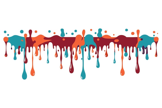 Vector color paint dripping border collection vector water oil paint blood ink or melt chocolate drips silhouettes set liquid stains abstract splatter design elements isolated on white background