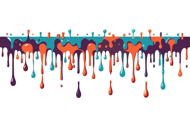 Vector color paint dripping border collection vector water oil paint blood ink or melt chocolate drips silhouettes set liquid stains abstract splatter design elements isolated on white background