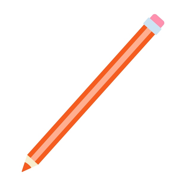 Color pencil on white background. School supplies. Flat design.