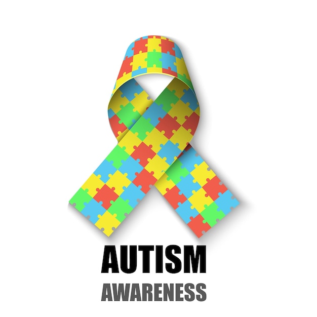 Vector color puzzle ribbon as symbol autism