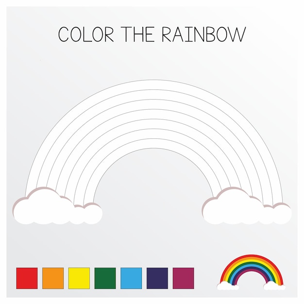 Color The Rainbow Worksheet Vector 2023 Adobe Illustrator