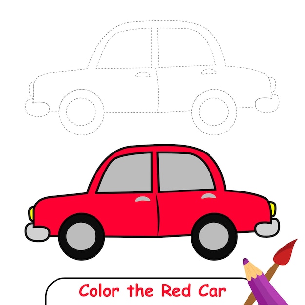 Color the Red Car Coloring book for kids Red Car Vector Graphics