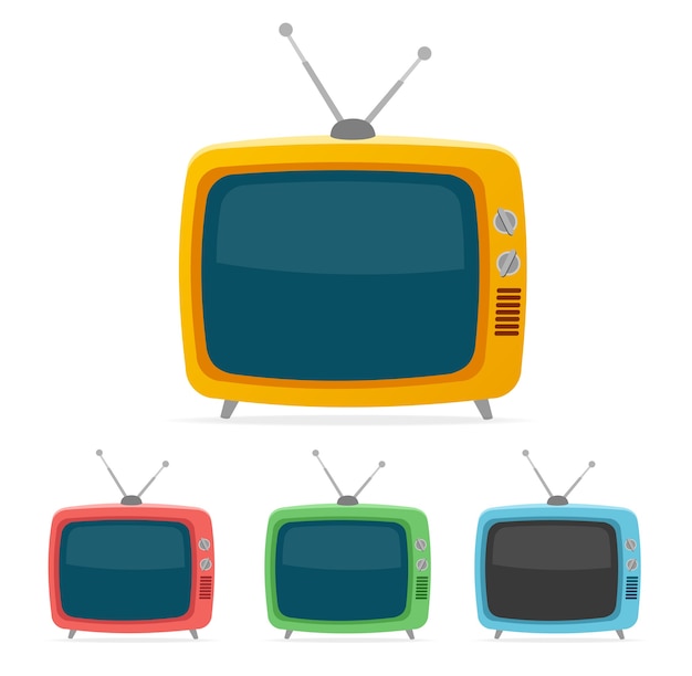 color retro tv set isolated on white background. 