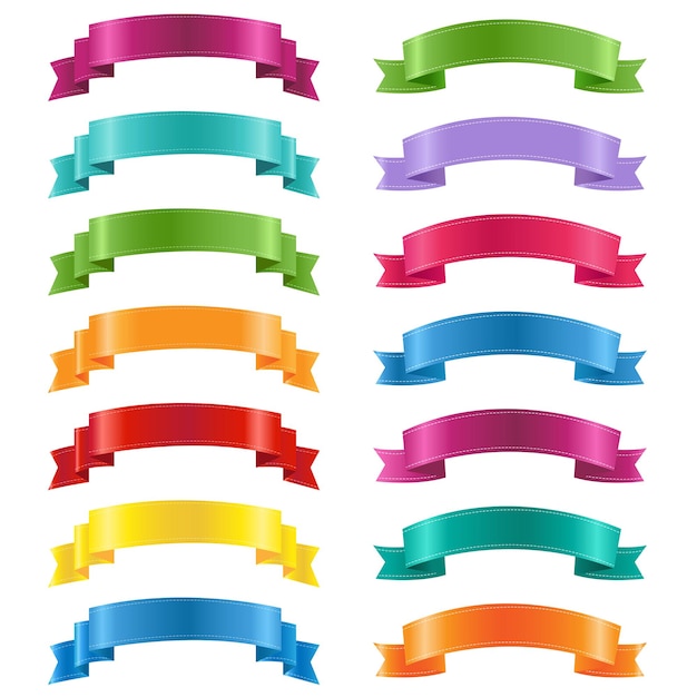 Color Ribbons Set With White Background