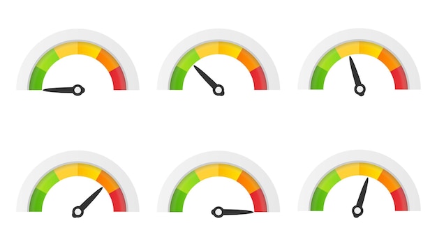 Color scale with arrow from red to green The measuring device icons set Vector illustration