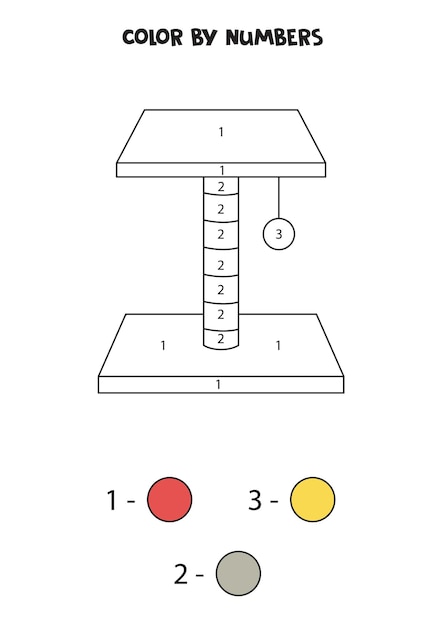 Color scratching post by numbers Worksheet for kids