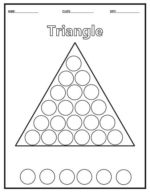 Color the shapes. Kids education. Preschool worksheet. Dot Markers Coloring Pages.