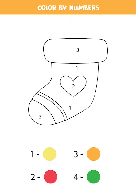 Color sock by numbers. Math game for children.