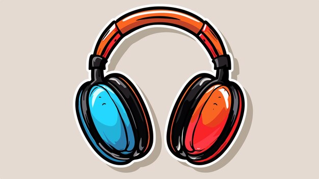 Vector color sticker handsfree headset icon vector illustration