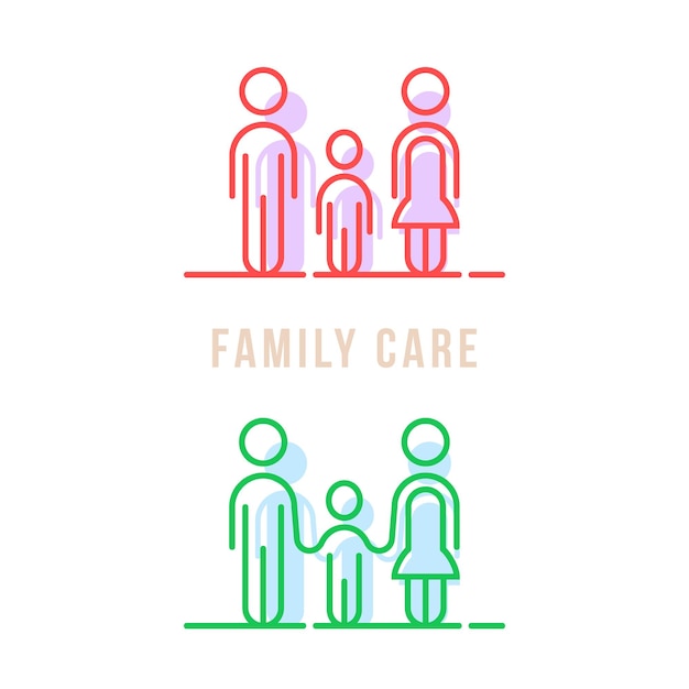 Color thin line family care logo