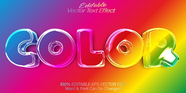 Color Vector Text Effect Editable Alphabet Rainbow Holo Colour