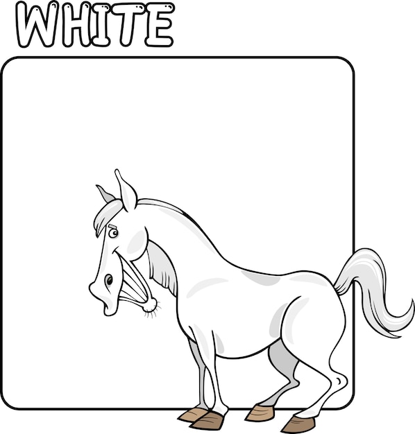 Color White and Horse Cartoon