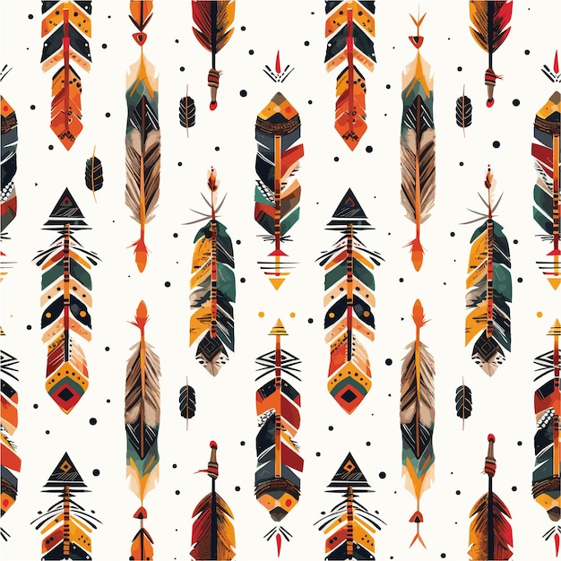 Vector colorado native american feather arrows theme pattern