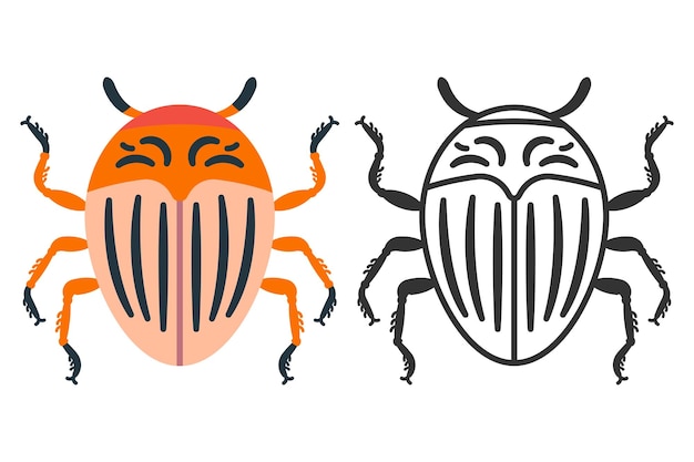 Colorado potato beetle vector icons set isolated on a white background