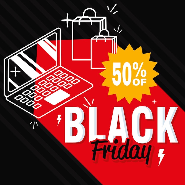 Colored 50 percent sale black friday poster Vector illustration