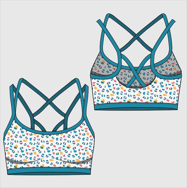 COLORED ANIMAL PRINT GYM BRA FOR WOMEN WEAR VECTOR