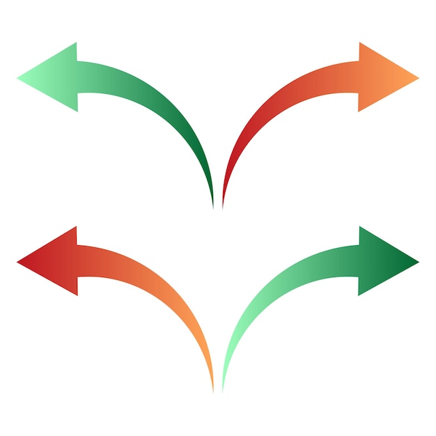 Colored arrows left right. Vector illustration.