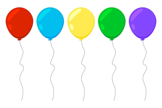 Colored balloons in flat style set