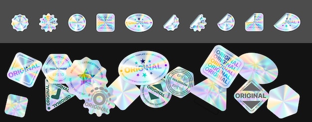 Colored blank rainbow shiny emblems label Paper Stickers