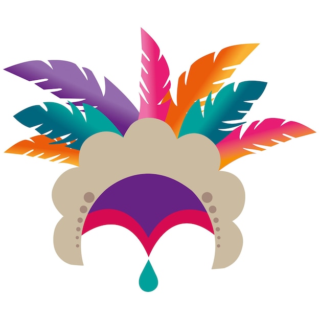 Colored carnival dancer headdress on a white background with copy space