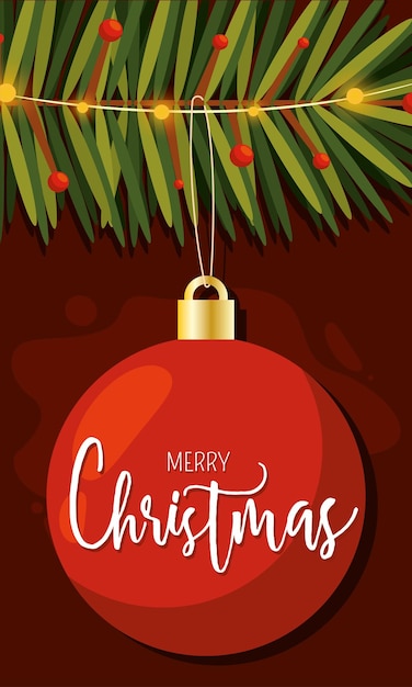 Colored christmas invitational card with tree ball Vector