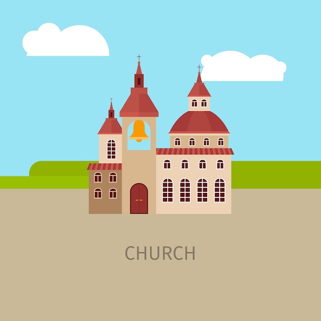 Colored church building illustration