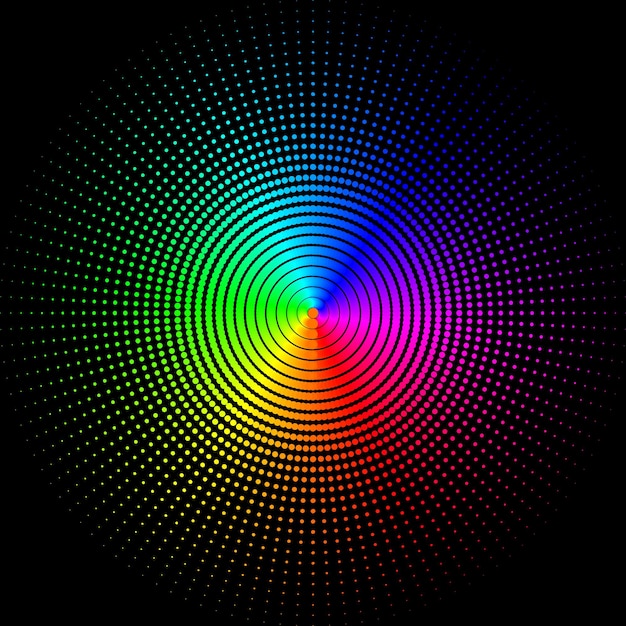 Vector colored circles balls on a black background is insulated