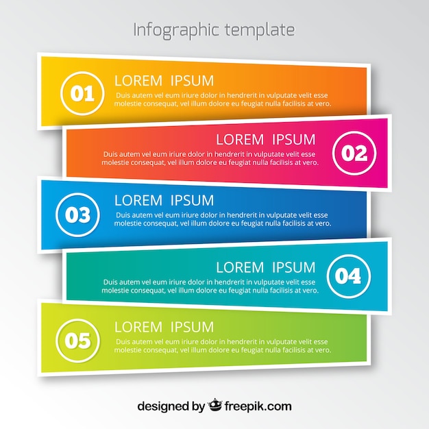 Colored collection of five modern infographic banners