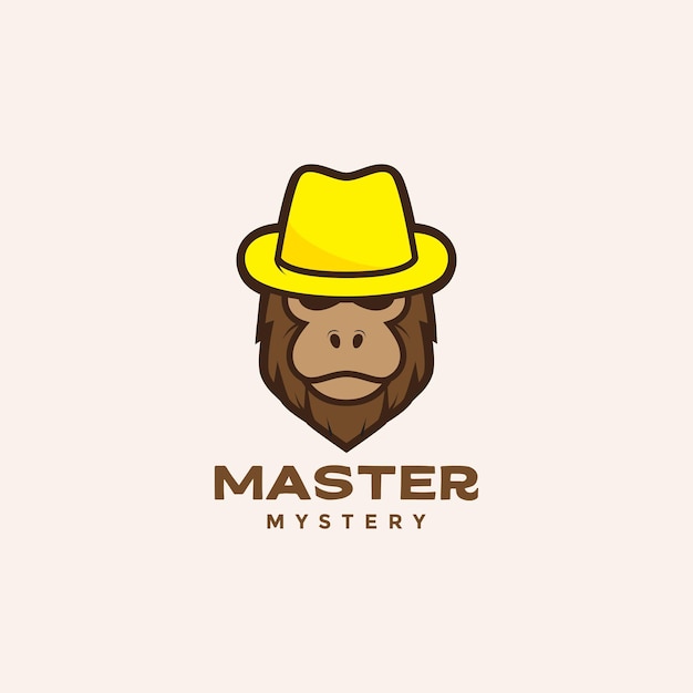 Colored cool cartoon head monkey with hat logo design vector graphic symbol icon illustration creative idea