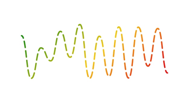 Colored curve sound wave. Voice or music audio signal. Dotted sinusoid line Electronic radio graphic