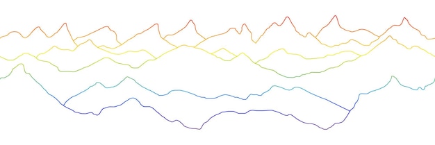 Vector colored curved lines on a white background imitation of mountain ranges minimalism