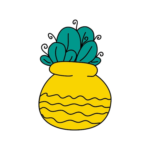 Colored doodle drawing of a plant in a pot