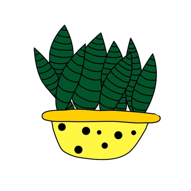 Colored doodle drawing of a plant in a pot